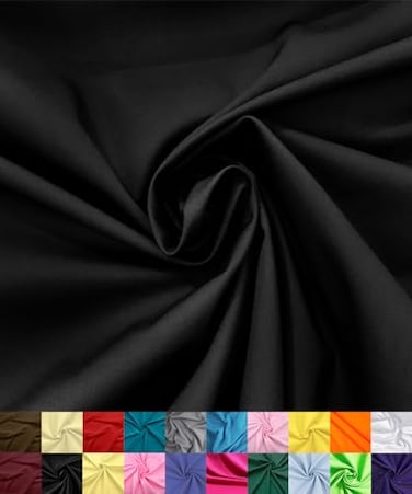 Barcelonetta Poly Cotton Fabric for Sewing Broadcloth Fabric by the Yard 60 Wide Roll Lightweight Breathable Lining Home Textile Skirts Tote Bags Black 2 Yard