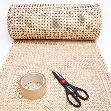 CLAYNIX 24 Width Rattan Webbing for Caning Projects Natural Pre Woven Open Mesh Cane Cane Webbing Sheet 3 FEET