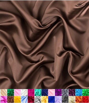 Barcelonetta Satin Fabric Decoration Sewing Shiny Luxury 60 Wide Roll Metallic Shiny Upholstery Lining Drapery DIY Crafts Chocolate Brown 10 Yards