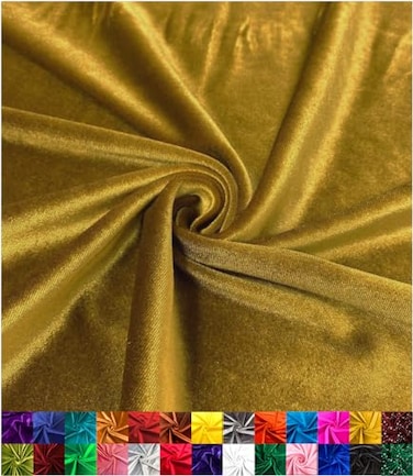 Barcelonetta Stretch Velvet Fabric Luxury Soft Velvet Fabric 60 Wide Roll 10 Spandex Sewing Apparel Upholstery Gold 2 Yards