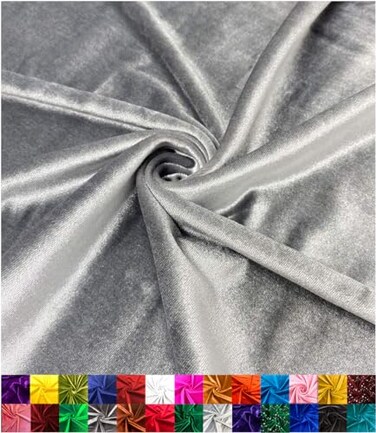 Barcelonetta Stretch Velvet Fabric Luxury Soft Velvet Fabric 60 Wide Roll 10 Spandex Sewing Apparel Upholstery Silver 2 Yards