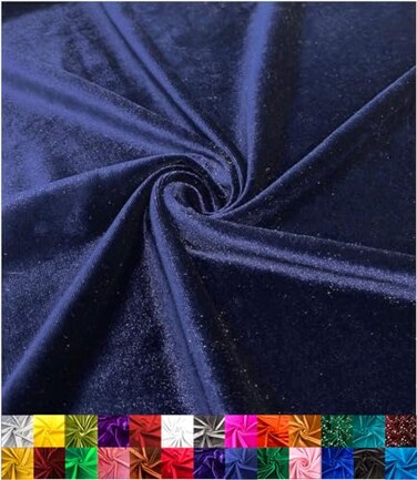 Barcelonetta Stretch Velvet Fabric Luxury Soft Velvet Fabric 60 Wide Roll 10 Spandex Sewing Apparel Upholstery Navy 2 Yards