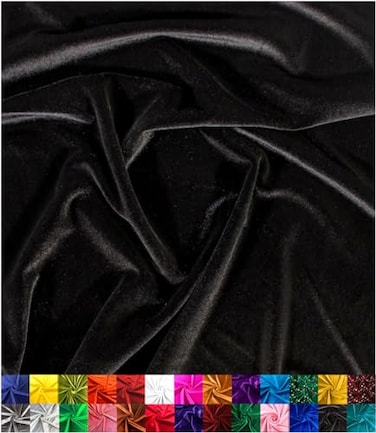 Barcelonetta Stretch Velvet Fabric Luxury Soft Velvet Fabric 60 Wide Roll 10 Spandex Sewing Apparel Upholstery Black 2 Yards