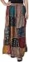 Exotic India Long Printed Dori Skirt from Gujarat with Patch Work Color Coca Mocha