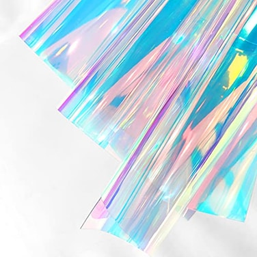 &eacute;&euro;&scaron;&ccedil;&rdquo;&uml; 6 Pcs Holographic Clear PVC Fabric Iridescent Blue 08mm Thick Transparent Vinyl Mirrored Foil Laser Crafts Fabric for XHT XHT