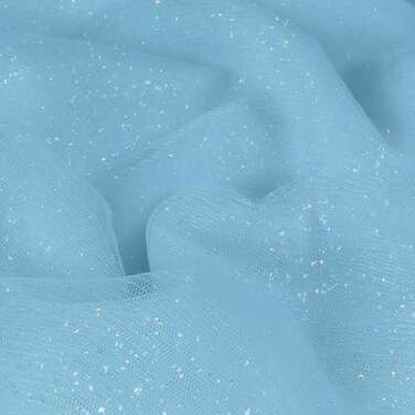Horbaunal Light Blue Glitter Tulle Fabric Rolls with Shiny Silver Sequin 1 Yard Tulle Bolt Blue 54 Inch Wide Sheer Netting Fabric for Bridal Veil Tutu Skirt Wedding Arch