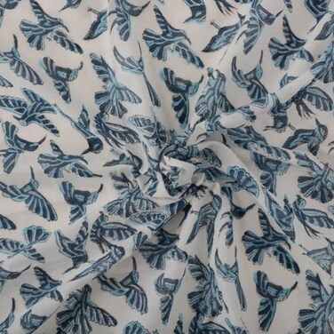Trade Star 100 Cotton Fabric by The Yard Sewing 3 Yard Bird Print Fabric Hand Block Print Fabric Dressmaking Fall Decor Cloth Running Natural Dye Sanganeri Indian Width 44 Inches