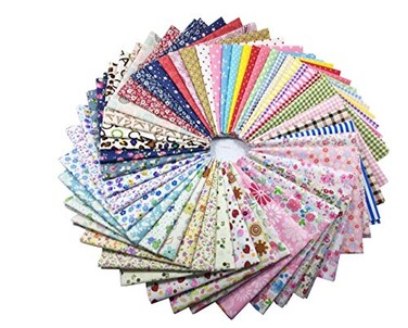 Phantomon 50pcs Cotton Fabric Craft Square Precut Patchwork Sheets for Quilting Sewing Scrapbooking Flower Patterns 12Inch x 12Inch