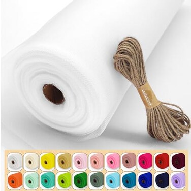 Luceinvita White Tulle Fabric Roll 54 x 40 Yards 120FT Tulle for Wedding Decoration Christmas Gift Wrapping DIY Tutu Party Backdrop Garden Baby Shower Table Skirts
