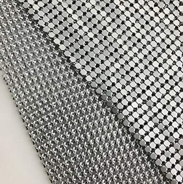 coinbuylot Sparkly Metal Mesh Fabric Chainmail Jewelry Making Metal Mesh Fabric DIY Make a Bra Cape and Pants Silver