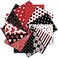 Whaline 12Pcs Valentines Day Cotton Fabric Bundles Red Black Love Heart Fat Quarter Romantic Quilting Patchwork for DIY Handmade Sewing Crafting 18 x 22 Inch
