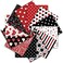 Whaline 12Pcs Valentines Day Cotton Fabric Bundles Red Black Love Heart Fat Quarter Romantic Quilting Patchwork for DIY Handmade Sewing Crafting 18 x 22 Inch
