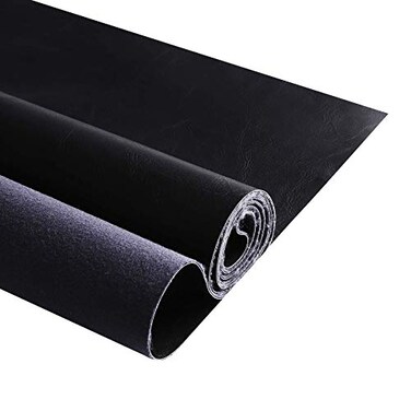DAFUN Premium Faux Leather Upholstery Fabric 12mm ThicknessWaterproof Upholstery Leather Distressed Bark FabricBlackPreCut 72x54