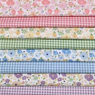 Antetek 7 pcs 20 x 20 Cotton Fabric DIY Making Supplies Quilting Patchwork Fabric Fat Quarter Bundles DIY for Quilting Cotton Patchwork Cushions Flowers Square 20 x 20
