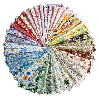 ZOOELAY 42Pcs 10x10 Quilting Cotton Fabric Square No Repeat Layer Cake Precut MultiColor Printed Floral Fabric for DIY SewingQuilting and Scrapbooking RedPinkYellowCoffeGreenBlue