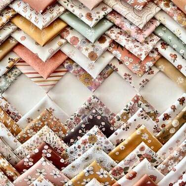 Fabricstown Vintage Floral Patchwork Cotton Fabric Set 60 PreCut Squares 2020 cm 88 inch 100 Cotton Eco Digital Print Made in Trkiye