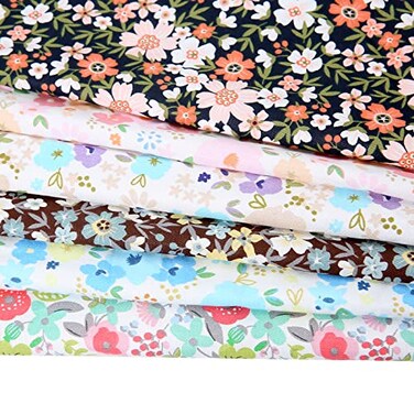 Antetek 20 x 20 Cotton Fabric DIY Making Supplies Quilting Patchwork Fabric Fat Quarter Bundles DIY for Quilting Cotton Patchwork Cushions clorful Flowers 20 x 20