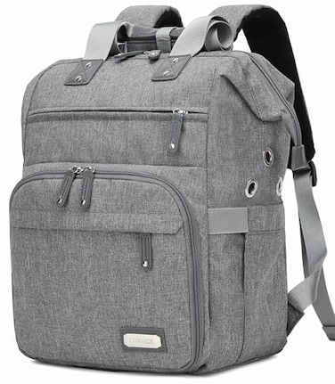 LTINVECK Knitting Bag Backpack Yarn Storage Organizer Travel Bag with USB Charging Port Large Tote Bag Holder Case for Knitting Needles Crochet Hooks Accessories Grey