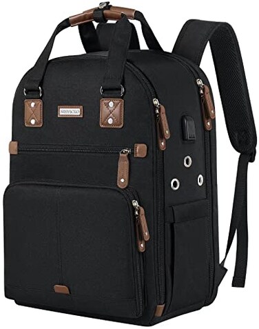 SINVICKO Crochet Bag BackpackKnitting Bag Backpack and Totes Organizer with USB Charging Port Large Yarn Storage Tote Bag Yarn Holder Case for Knitting Needles Crochet Hooksfits 156 inch LaptopBlack