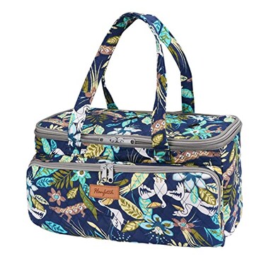 Hanfetch Yarn BagLarge SizeYarn Storage Organizer with GrommetsPortable Crochet Bag for Yarn SkeinsCrochet HooksKnitting Needles Other Accessories Rainforest