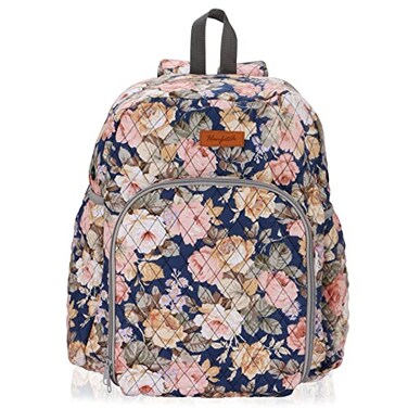 Hanfetch Yarn Storage Organizer Knitting Bag Backpack Large size with Grommets Portable Crochet Bag Yarn Keeper for Yarn Skeins Crochet Hooks Knitting Needles and Other Accessories Peony