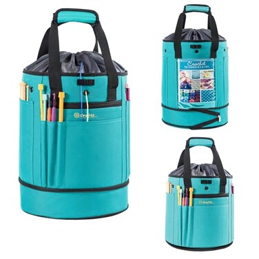 MYBAGZING Expandable Crochet Organizer Yarn Crochet Tote with Drawstring Closure Ideal Gift