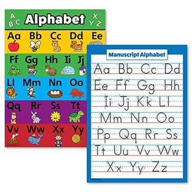 Palace Learning 2 Pack ABC Alphabet Manuscript Writing Poster Set LAMINATED 18 x 24