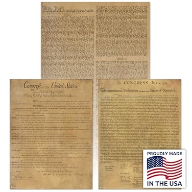 Young N Refined American Founding documents Laminated 3 pack US Constitution Declaration of Independence and Bill of Rights reproduction NOW with BIGGER clearer Letters