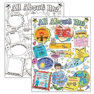 Tevxj 40 PCS All About Me Student Posters ReadytoDecorate and Fill in Posters Great Way for Preschool Classroom Kids StudentsStar Student Poster First Day of School Poster Elementary Classroom Supplie