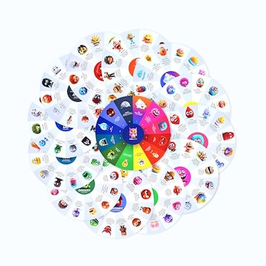 FeelWise Super EQ Kit For Building Emotional Intelligence Thirteen 12 Round 2sided Emotion Wheels w Storage Envelope Instructions Emotion Learning Games for Kids Parents Professionals Teachers School