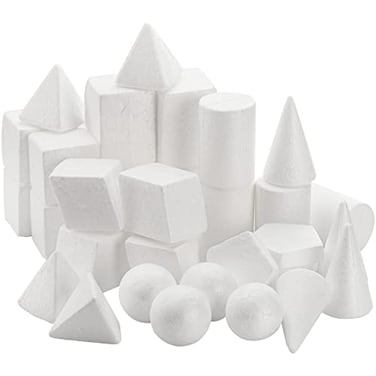 SOUJOY 32 Pack White Foam Shape 8 Shapes Craft Foam Ball Kid DIY Art Foam Cone for Home School Craft Project Table Centerpiece Flower Arrangement Props