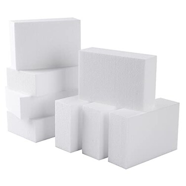 AMZQNART 8 Pack Crafts Foam Blocks 6x4x2 Square Polystyrene Foam Bricks for Art Sculpting Flower Arrangements Sculpture Modeling School and Home DIY