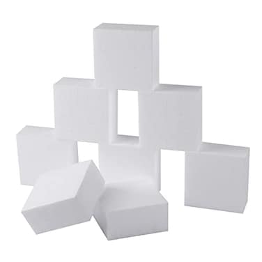AMZQNART 8 Pack Crafts Foam Blocks 4x4x2 Square Polystyrene Foam Bricks for Art Sculpting Flower Arrangements Sculpture Modeling School and Home DIY