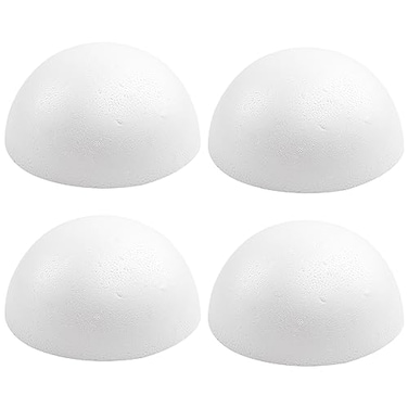 Crafjie 4PCS 8 Inchs White Foam Balls Half Round Polystyrene Half Foam Balls Craft Supplies Hemispherical Christmas Craft Ballfor DIY Home Craft Project and Art Decoration