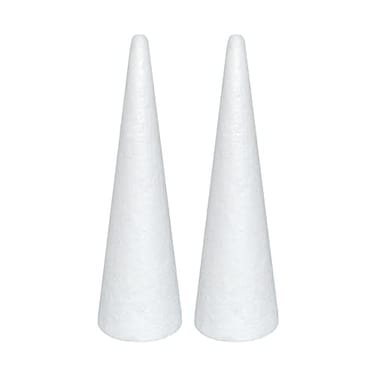 Crafjie Foam Cones for DIY Arts and Crafts 41 x 136 in 2 Pack White Polystyrene Christmas Tree Foam Cones Craft Supplies for DIY Home Craft Project Christmas Tree Table Centerpiece