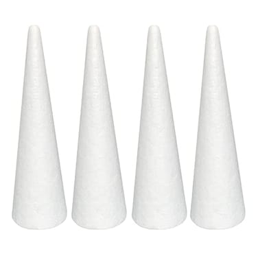 Crafjie Foam Cones for DIY Arts and Crafts 355 x 118 in 4 Pack White Polystyrene Christmas Tree Foam Cones Craft Supplies for DIY Home Craft Project Christmas Tree Table Centerpiece