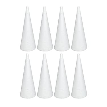 Crafjie Foam Cones for DIY Arts and Crafts 375 x 97 in 8 Pack White Polystyrene Foam Cones Christmas Tree Craft Supplies for DIY Home Craft Project Christmas Tree Table Centerpiece
