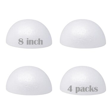 Evershine 8 Craft Foam Half Ball Smooth Half Foam Polystyrene Balls for Craft and Project Pack of 4