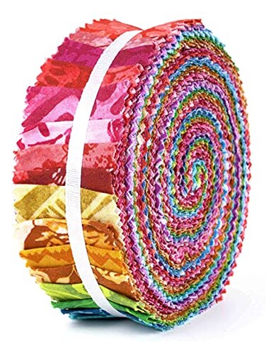 Soimoi 40Pcs Batik Print Precut Fabrics Strips Roll Up 15x42inches Cotton Jelly Rolls for Quilting Red
