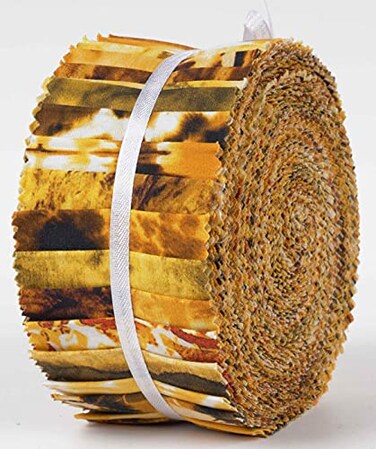 Soimoi 40Pcs Tie Dye Print Cotton Precut Fabrics for Quilting Craft Strips 25x42inches Jelly Roll Yellow