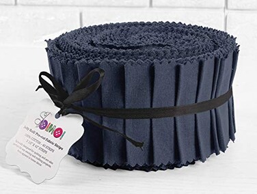 Soimoi 40Pcs Solid Dark Blue Precut Fabrics Strips Roll Up 25 Inches Cotton Jelly Rolls for Quilting