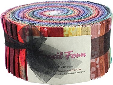 Benartex Fossil Fern DARKS Pinwheel 40 25inch Strips Jelly Roll by