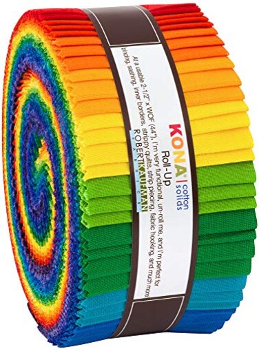 Robert Kaufman Kona Cotton Solids Bright Rainbow Roll Up 40 25inch Strips Jelly Roll RU78440