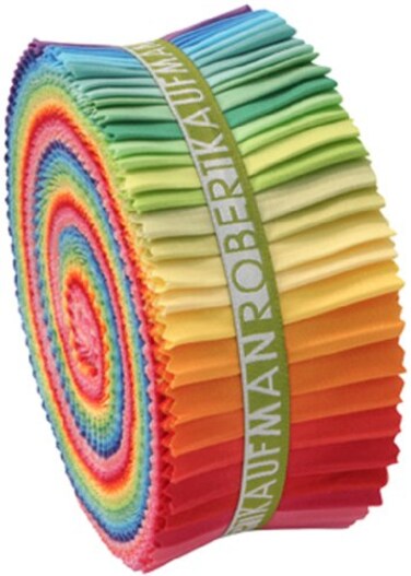 Robert Kaufman 212inch Strips Roll Up Kona Cotton Solids New Bright Palette 41Pcs