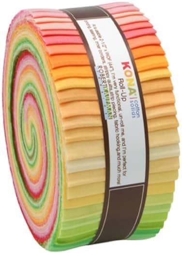 Robert Kaufman Kona Cotton Solids Sunrise COLORSTORY Jelly Roll Up 25 Fabric Quilting Strips RU26243