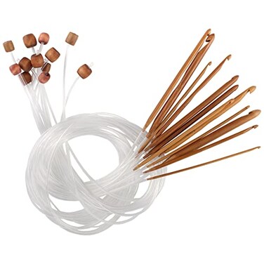 BambooMN JubileeYarn Bamboo Tunisian Circular Crochet Hook Set 12 Sizes Carbonized Brown