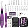 Bybykoi Light Up Crochet Hooks Set with 24 Interchangeable Crochet Kit Digital Counter 2 Levels LED Beginner Knitting Kit for Stitch and Row Counter