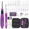 Bybykoi Light Up Crochet Hooks Set with 24 Interchangeable Crochet Kit Digital Counter 2 Levels LED Beginner Knitting Kit for Stitch and Row Counter