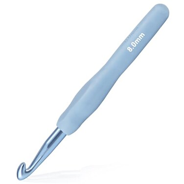 YOJOB 8mm Crochet Hook Super Smooth 8 mm Ergonomic Crochet Hooks for Beginners Comfort Crochet Needle for Arthritics 1 Pack
