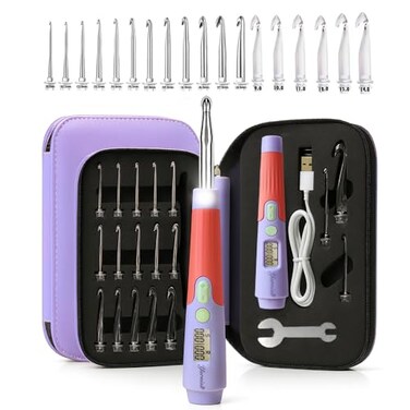 Yarniss Crochet Hooks with Counter 20mm140mm18 Size Digital Counting Lighted Crochet Hooks Set with Case
